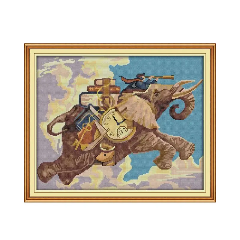 Animal Series Elephant Hand-embroidered Cross-stitch Kit Explore the world's flying elephant Chinese characteristics Sewing