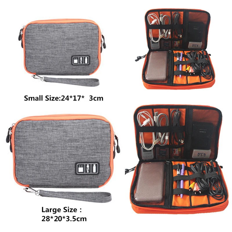 Waterproof Double Layer Cable Storage Boxes Electronic Organizer Gadget Travel Box USB Earphone Case Digital Organizador