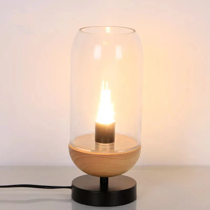 Modern Glass Lamp Shade Desk Lamp Bedside Night lamp E14 Led Bulb Minimalist Parlor Table Lamp Study Reading Light Wood 110-220V