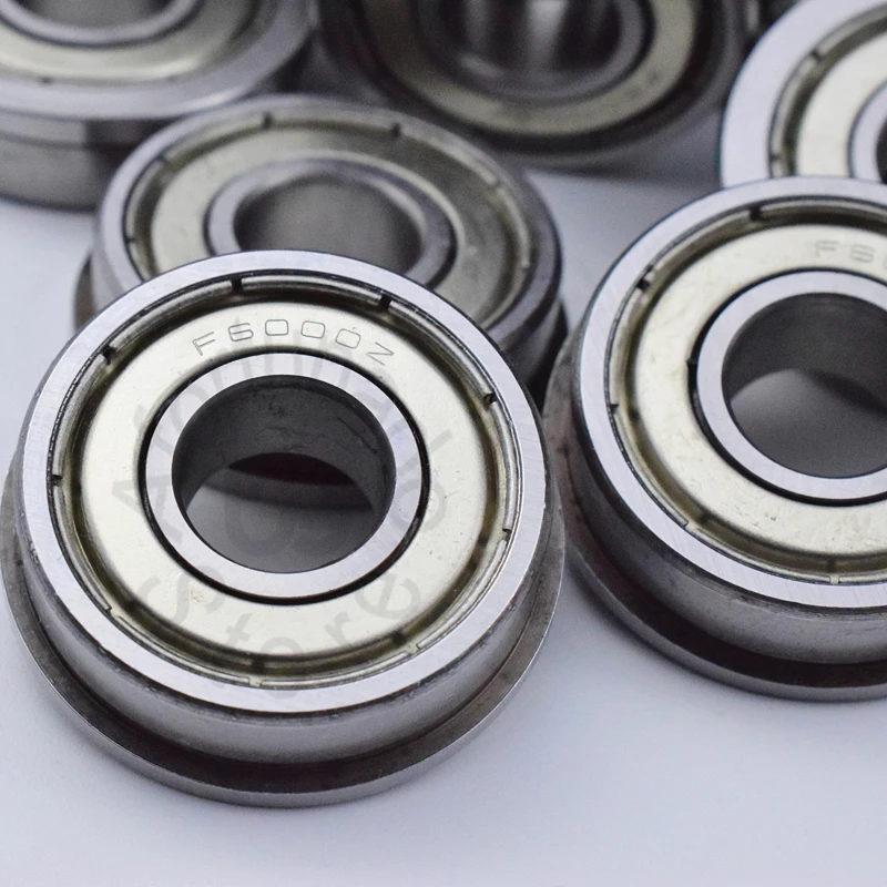 F6000ZZ 10*26(28)*8(2)MM 10pieces bearing Flange bearings 6000 F6000Z F6000ZZ chrome steel deep groove bearing