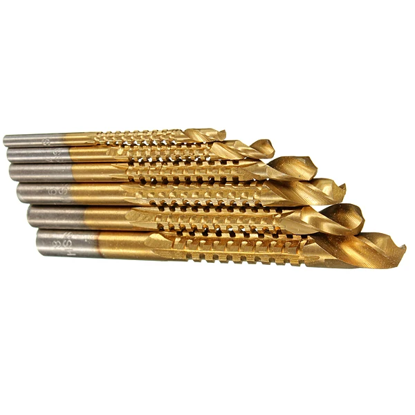 6Pcs/set Titanium Coated High Speed Steel Drill Bit Electric Drill Hemp Flowers High Hardness Resistance