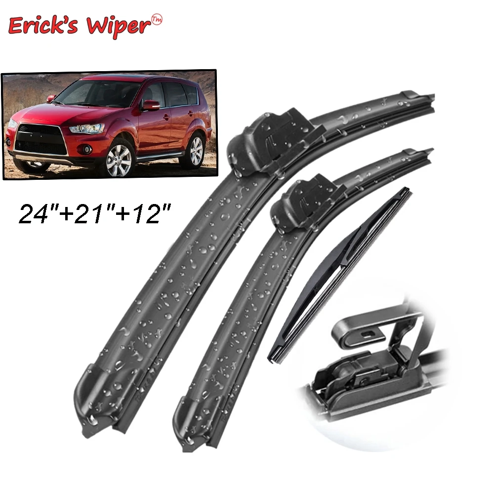 Erick\'s Wiper Front & Rear Wiper Blades Set Kit For Mitsubishi Outlander 2 2007 - 2012 Windshield Windscreen Window 24\