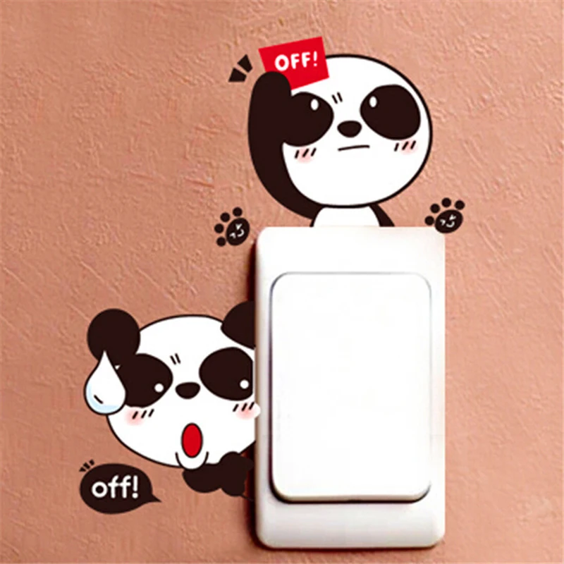 

Cartoon Cute Panda Socket Switch Sticker Vinyl Home Decor Wall Decals Lovely Animals Stickers on The Wall Removable Mural