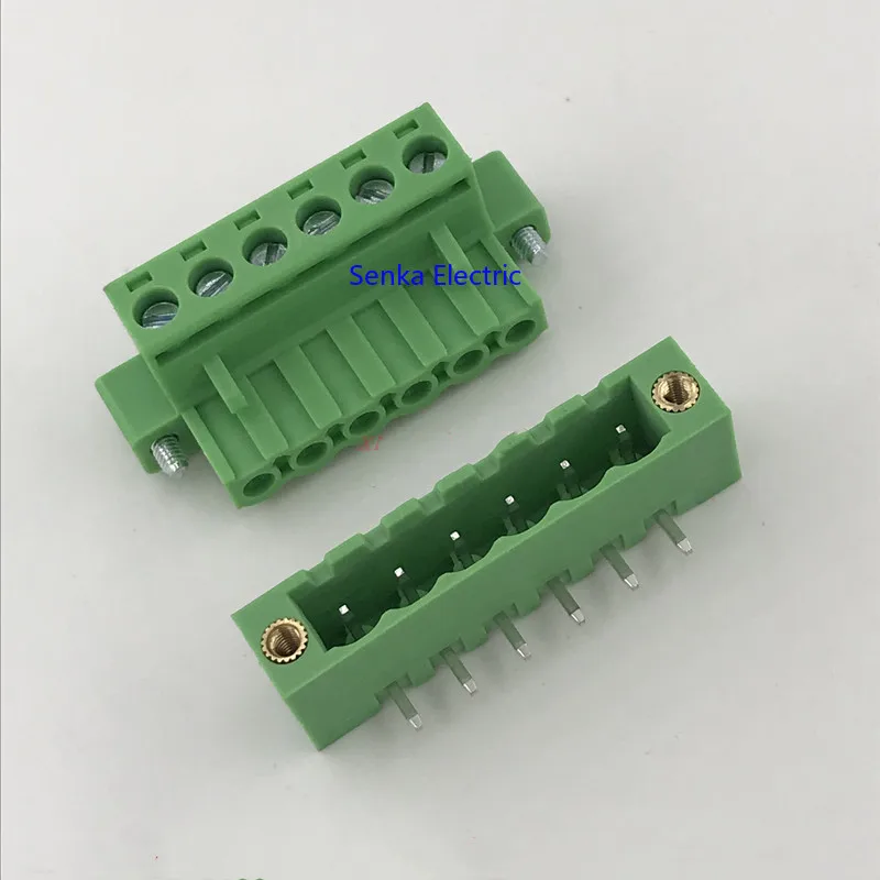 

10 Set Male Female 5.08mm Pitch PCB Terminal Block 2P-22P Plug-in 2EDGKM-5.08 Fixed Flange Holding Screw Ear Connectors Terminal