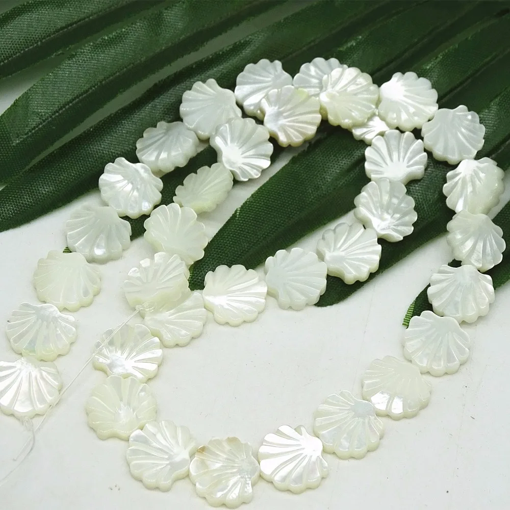 Wholesales White Sea Shell shape Carved Natural Mother Of Pearl Shell loose Beads DIY Findings For Jewelry Making