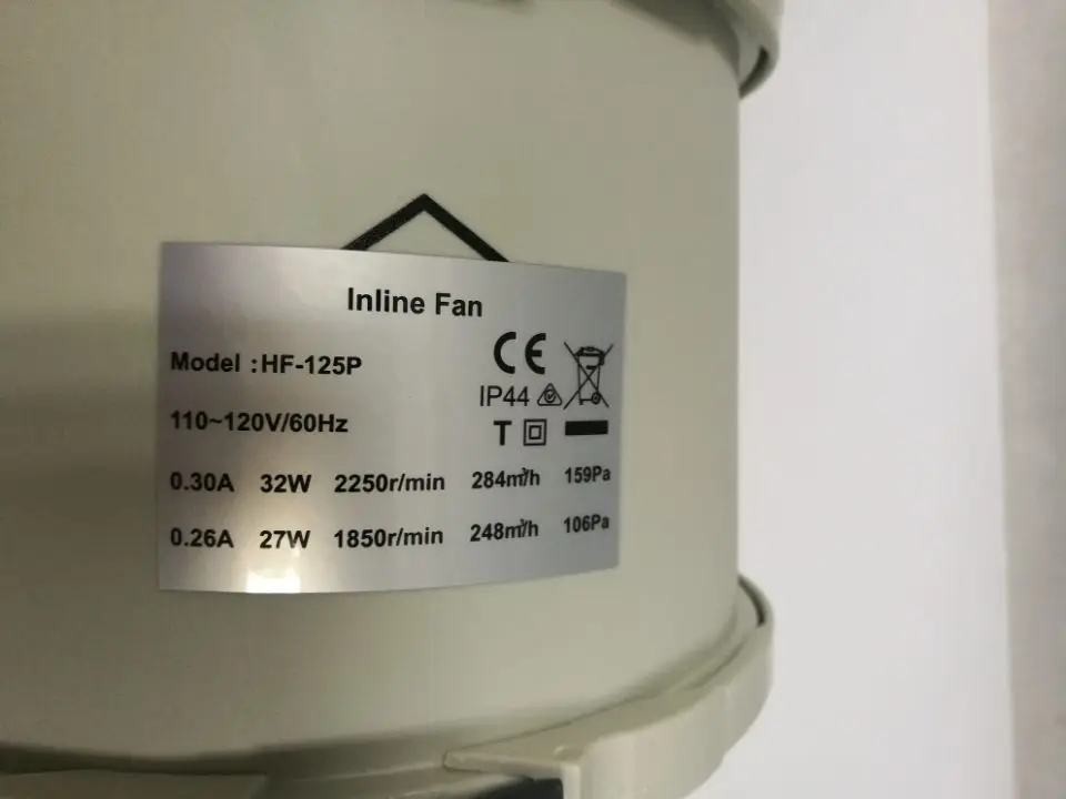 Imagem -02 - Fluxo Misturado Ventilador Inline Duto Ventilador de Ventilação de Teto à Prova Dplastic Água Plástico Ventilador de Exaustão 220 v Booster Turbo Ventilador 125 mm 5