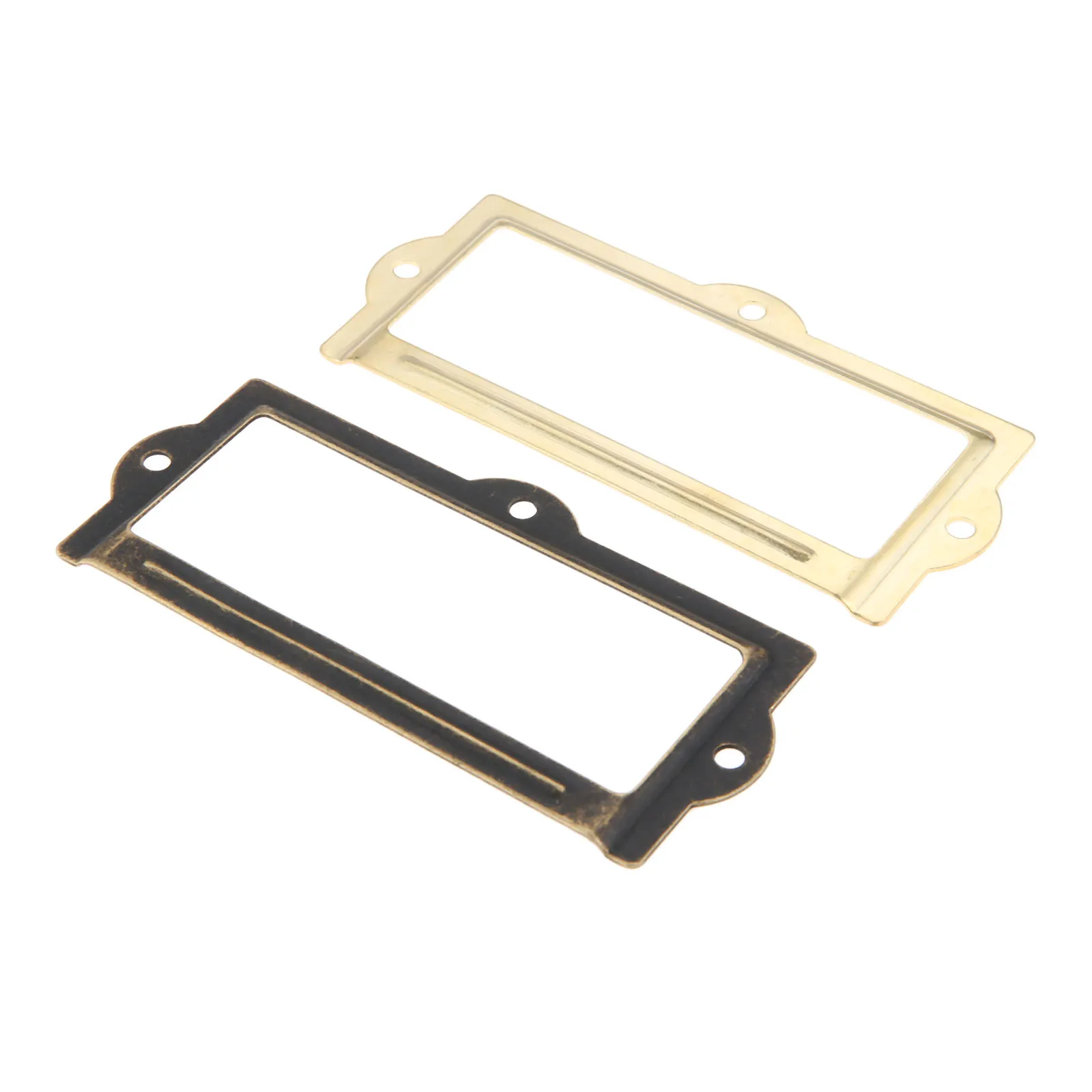 DRELD 2Pcs Antique Bronze/Gold Label Pull Frame Handle File Name Card Holder For Furniture Cabinet Drawer Box Case Bin 90*42mm