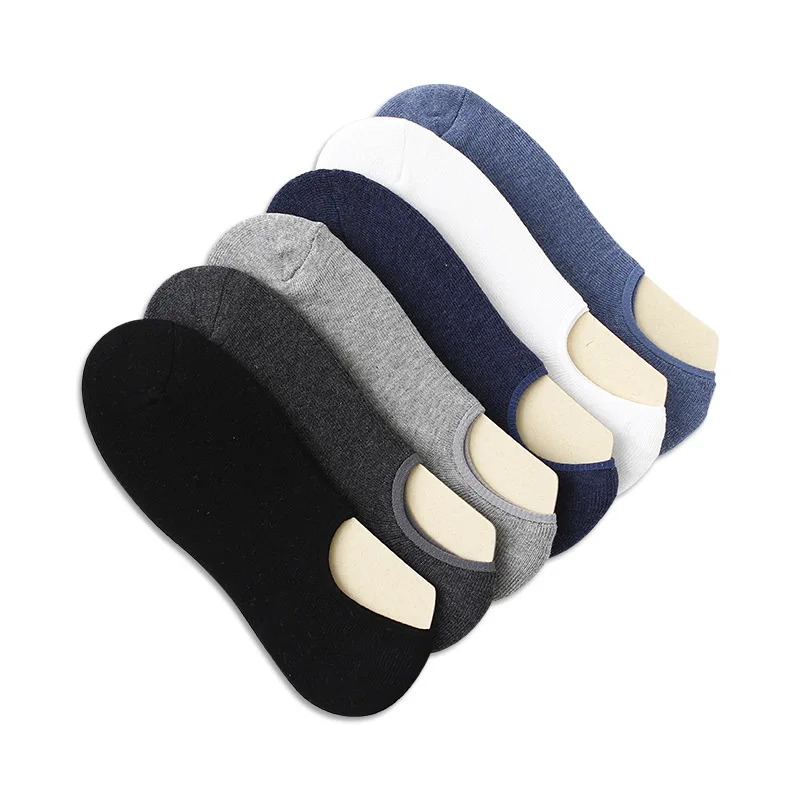 Men Invisible Socks Thick High Quality 5Pairs/lot Cotton Socks Solid Casual No Show Non-slip Men Socks calcetines