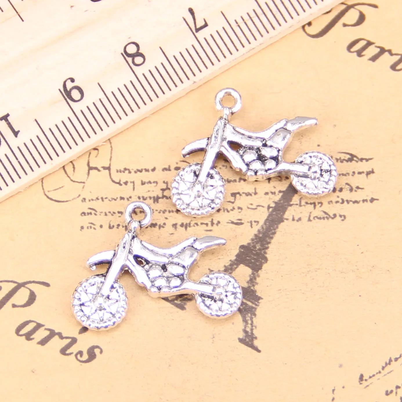 54pcs Jewelry Charms motorcycle motorcross 17x23mm Antique Silver Plated Pendants Making DIY Handmade Tibetan Silver Jewelry