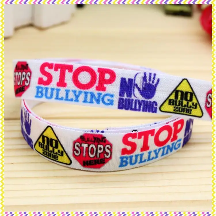 5/8 inch  Elastic FOE stop bullying printed headband headwear diy hair band wholesale OEM H3840