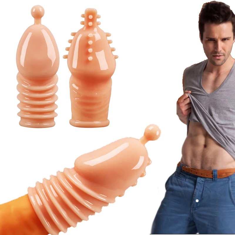 

Soft Silicone Penis Sleeve Chastity Glans Cage Penis Ring Delay Ejaculation Reusable Condom Penis Extender Adult Sex Toy for Men