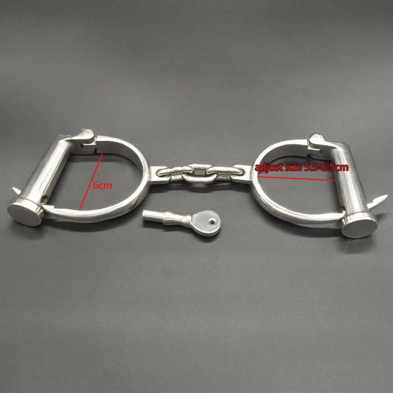 Adjustable Stainless Steel Wrist Handcuffs Fetter Ankle Cuffs Anklet Shackles Chain Adult Bondage Restraints BDSM Sex Toy 511