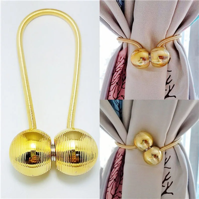 2019 New Magnetic Pearl Ball Curtain Tiebacks Tie Backs Holdbacks Buckle Clips Accessory Curtain Tieback Home Attache Rideau