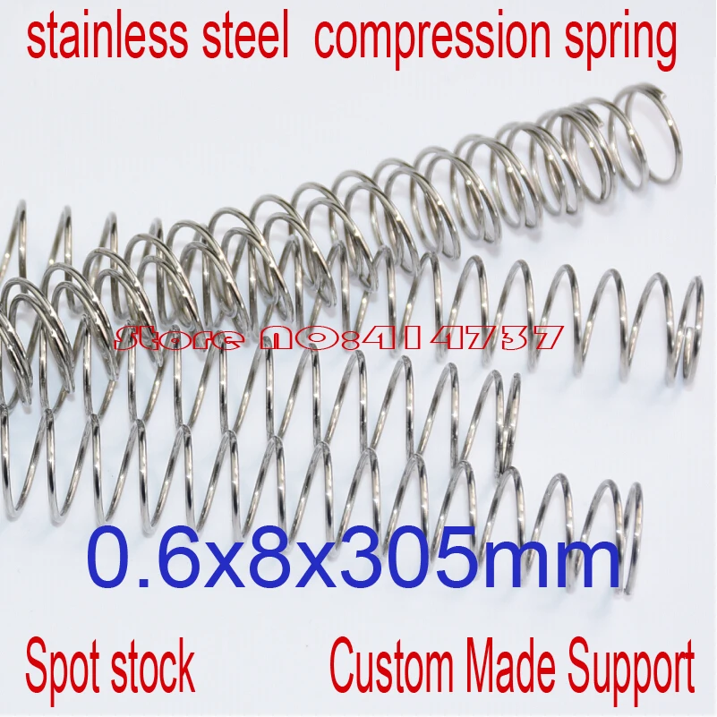 5pcs 0.6*8*305mm   stainless steel  spot spring 0.6mm wire hammer spring Y type compression spring pressure spring OD=8mm