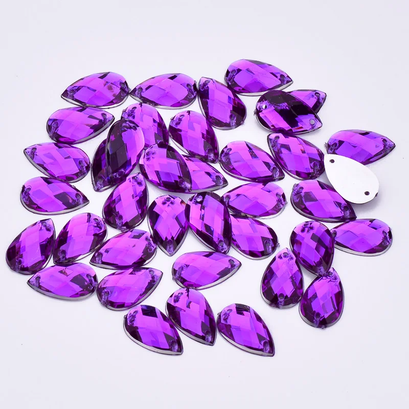 JUNAO 8*13mm 18*25mm Sew On Mix Color Drop Rhinestone Applique Flatback Acrylic Diamond Sewing Strass Crystal Stones for Dress