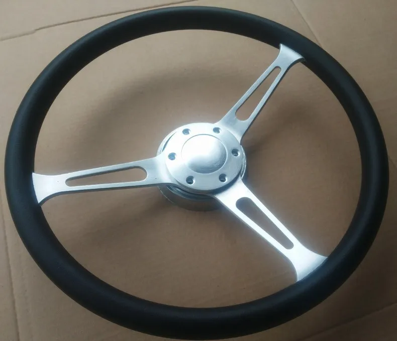 

high quality 15inch 380MM PU leather Polyurethane Foam racing steering wheel 3X universal car leather steering wheels