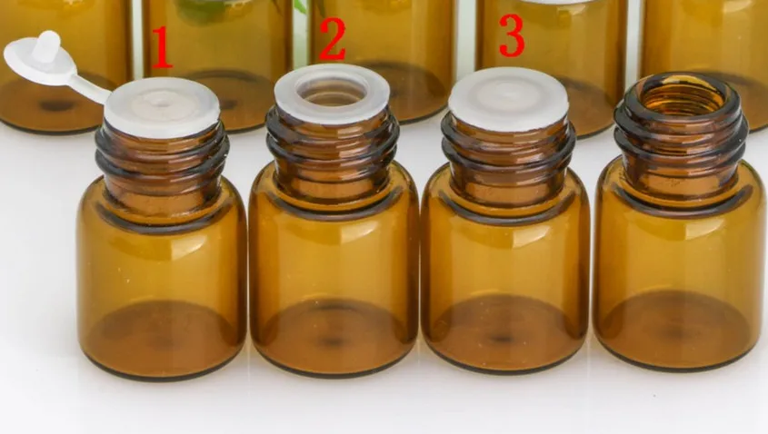 Mini garrafa de vidro âmbar para óleos essenciais, garrafa transparente vazia de amostras pequenas garrafas essenciais de 1/2/3/5ml wireless 100