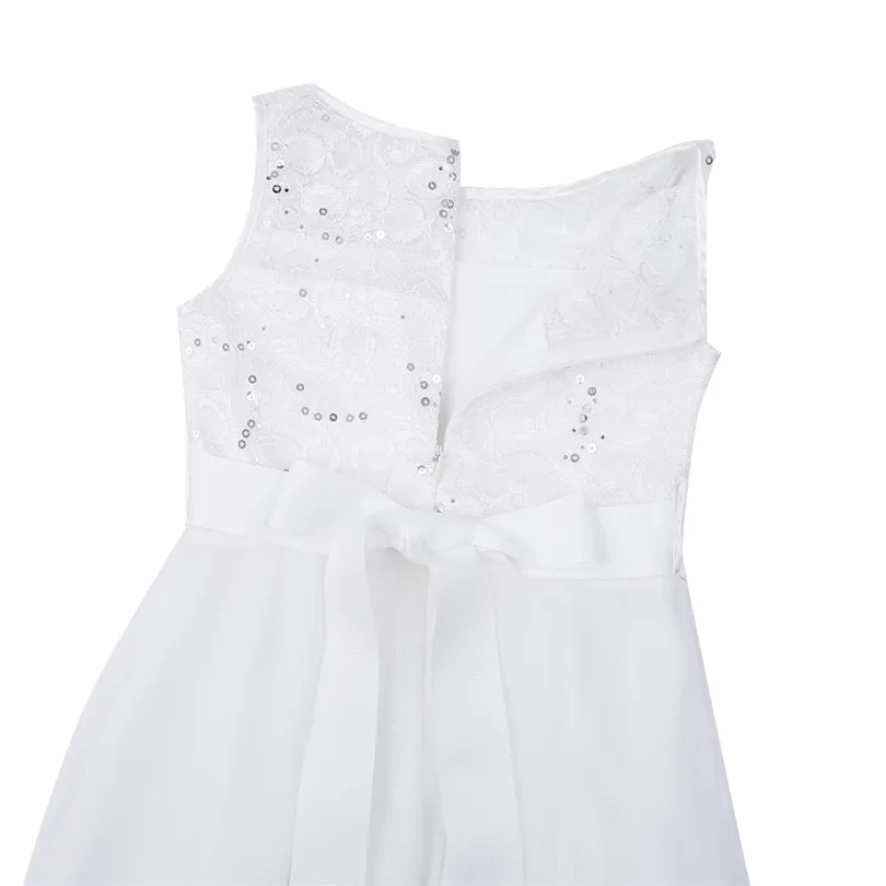 iEFiEL White Ivory Flower Girl Lace Dresses Little Girls Kids Children Bridesmaid Wedding Party Pageant First Communion Dress