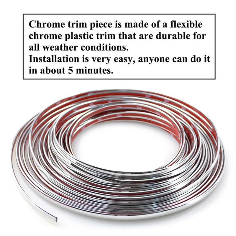 6M Car Chrome Auto Interior Decorative Strip Trim Inner Moulding Dashboard Glove Box Cover Decoration Car Styling Accessories