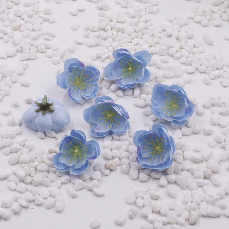 Mini cherry plum blossom artificial flower head Silk flowers Peach blossom DIY living room Decor Wedding Decoration 10pcs/bag