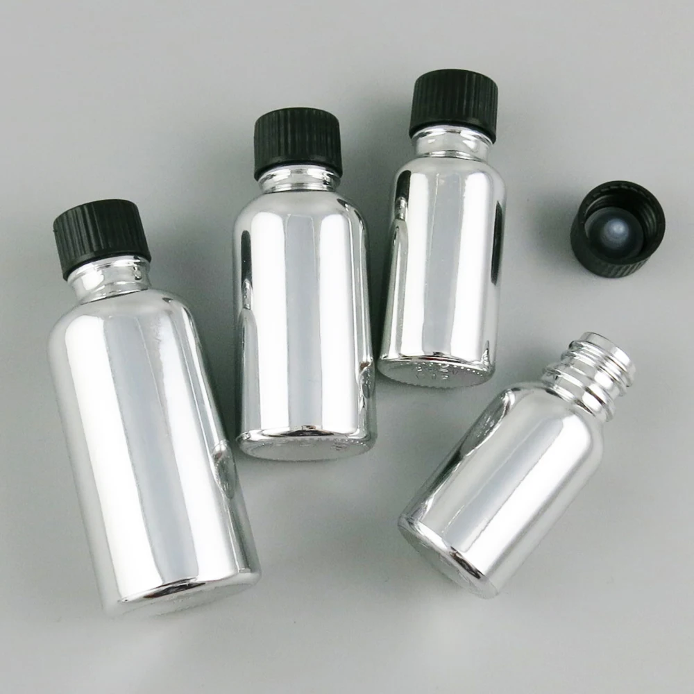 

10 x 5ml 10ml 15ml 20ml 30ml 50ml 100ml Essential Oil Sliver Glass Bottle With Cap For Liquid Reagent Pipette Refillable Bottle