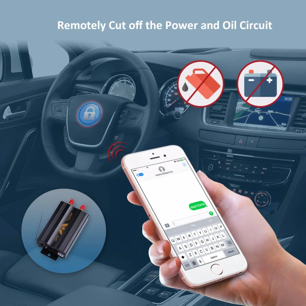 GPS Tracker Car TK103B Cut Off Oil Relay GPS Tracker Locator 2G/GSM Voice Monitor Shock Alarm History Route Geo-fence Free APP