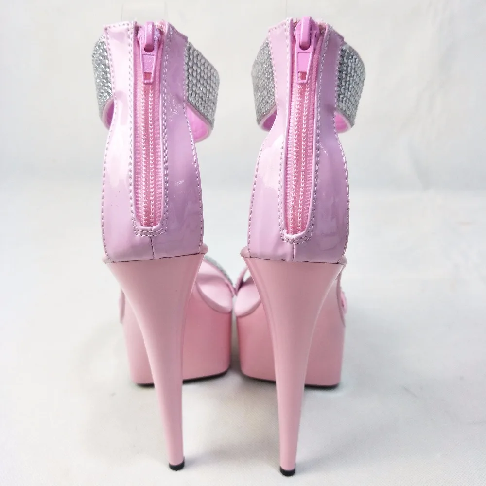 15 cm high with pink glass slipper, thick bottom waterproof princess sandals, Dance Shoes