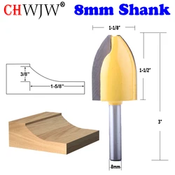 CHWJW 1pc 8mm Shank Cove Vertical Raised Panel Router Bit Woodworking cutter Tenon Cutter for Woodworking Tools