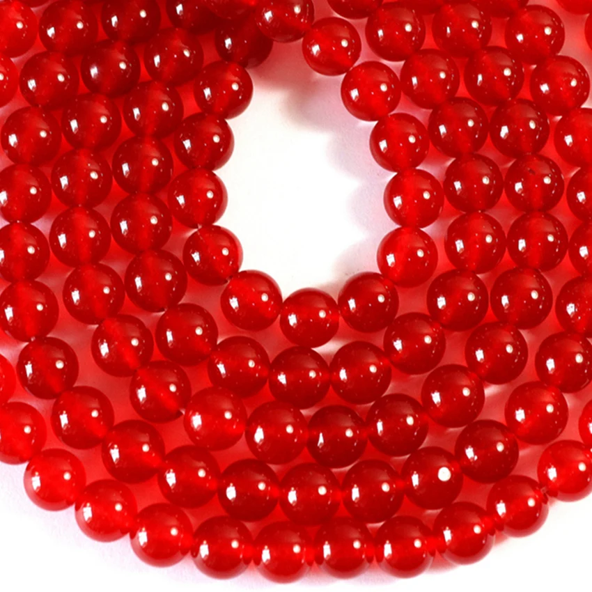 Natural red jades stone smooth round chalcedony loose beads 4mm 6mm 8mm 10mm 12mm 14mm high grade jewelry making 15inch B31