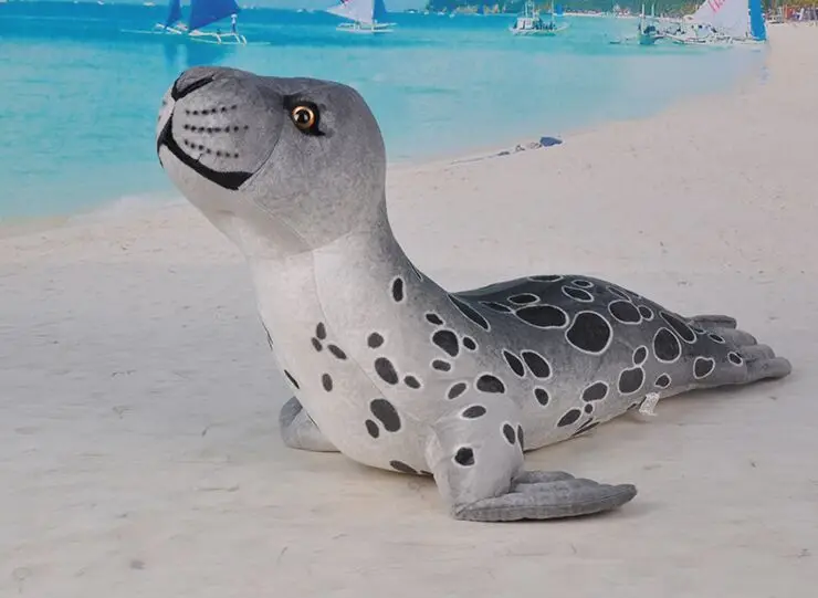 

stuffed plush toy cartoon gray seal plush toy about 55cm soft pillow birthday gift b0357