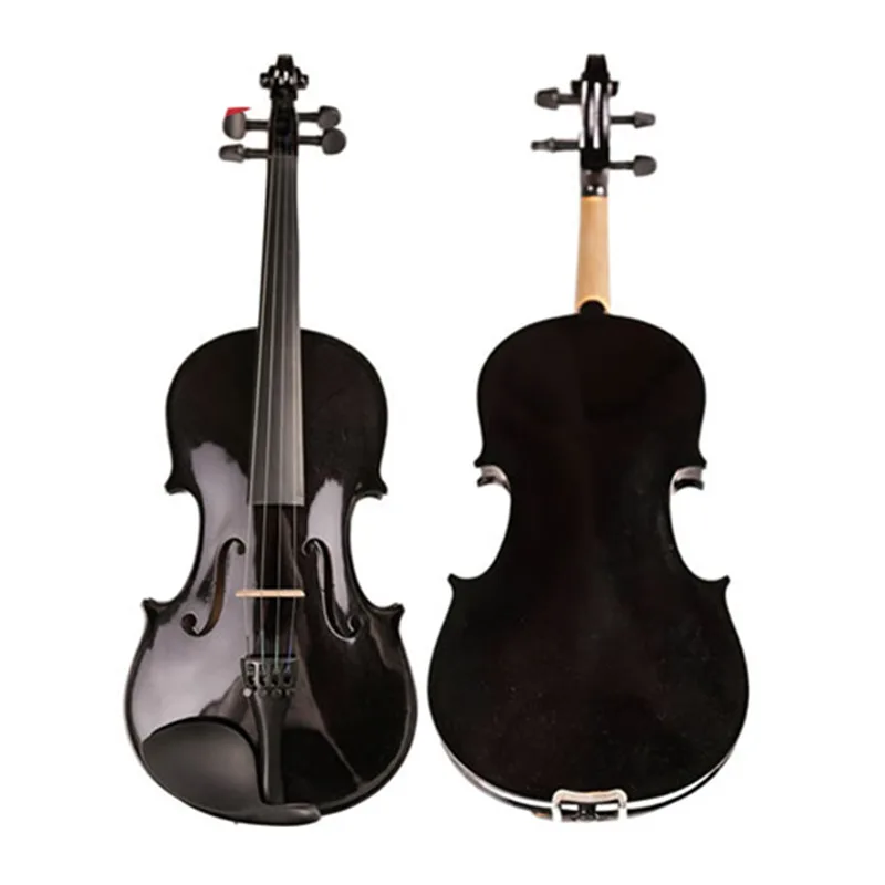 

Maple Wood Student Fiddle Violino Oil Varnish Beginner Black Violin 4/4 3/4 1/2 1/4 1/8 Viola w/ Bow Shoulder Rest Case