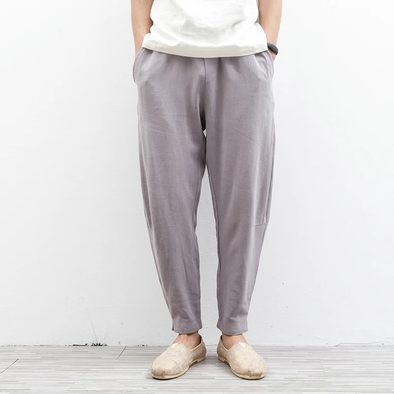 

Cotton Linen Harem Pants Men Casual Sweatpants Elastic Waist Plus Size Slim Leg Pants Mens Joggers Pants Hip Hop Trousers PT-285