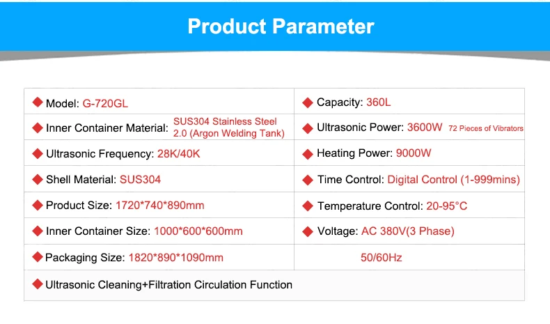 Peças de carro de alta potência mais limpas ferragem metal molde máquina lavar roupa 360l ultra sônica máquina lavar roupa industrial G-720GL