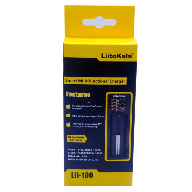 LiitoKala Lii-100 شاحن بطارية هونغ كونغ LiitoKala Lii-50A 26650 5000mah بطارية قابلة للشحن لمصباح يدوي ، 40-50A التفريغ