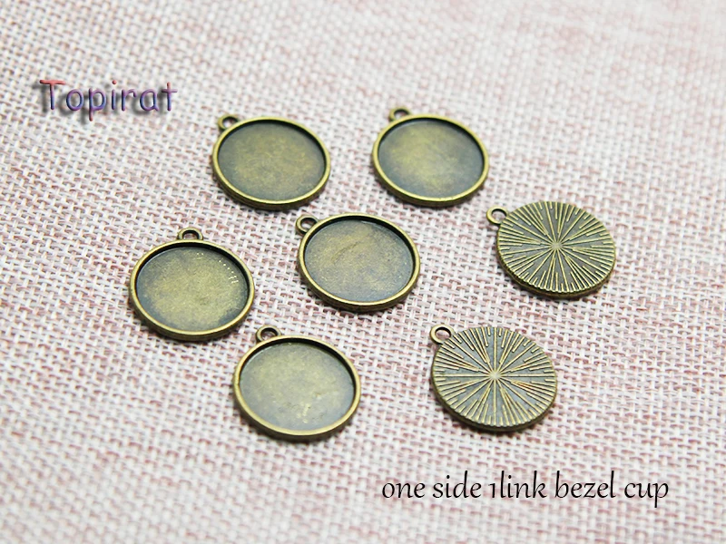 50pcs Inner 12/14/16/18/20/25mm Round Bezel Tray Setting Cabochon Cameo One Side Blank DIY Jewelry Making Antique Bronze