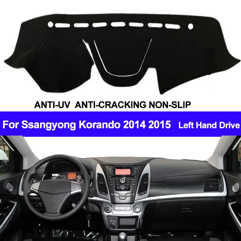 TAIJS Car Dashboard Cover Dashmat For Ssangyong Korando 2014 2015 Automobile Dash Mat Sun Shade Pad Carpet Dash Board Cover