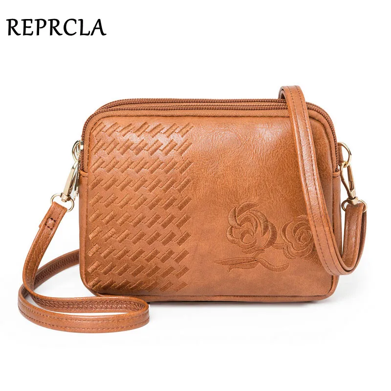 REPRCLA New Three Compartments Crossbody Bags for Women Fashion Small Shoulder Bag Embroidery Ladies Handbags Designer Purse