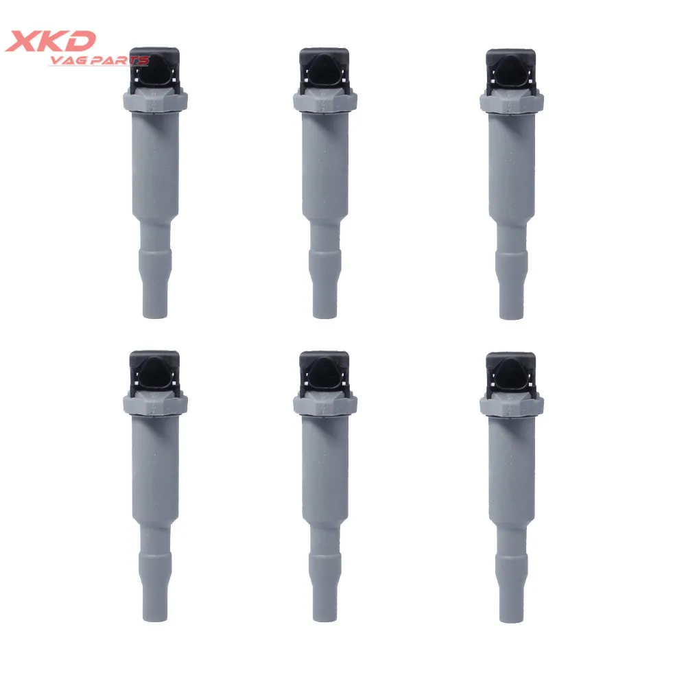 6X Gray Ignition Coil Plug Set Fit For BM 325i 525i 330i 530i 3.0 L6    12 13 7 548 553   12 13 7 523 345   12317594936