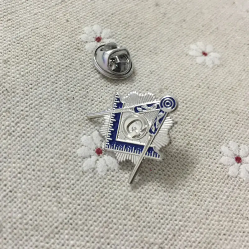 10pcs Square and Compass with Sunburst Masonic Pins and Badges Freemasonry Metal Craft Blue Lodge Lapel Pin for the Freemason