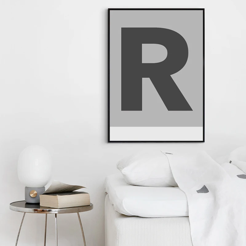 Modern Minimalist Decorative English Letter R Canvas Painting Print Poster Picture Wall Art Restaurant Home Decoration Custom