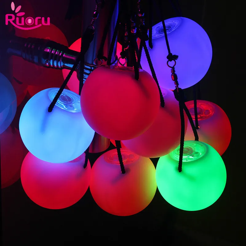 Ruoru 2 Stuks = 1 Paar Buikdans Ballen Rgb Glow Led Poi Gegooid Ballen Voor Buikdans Hand Props stage Performance Accessoires