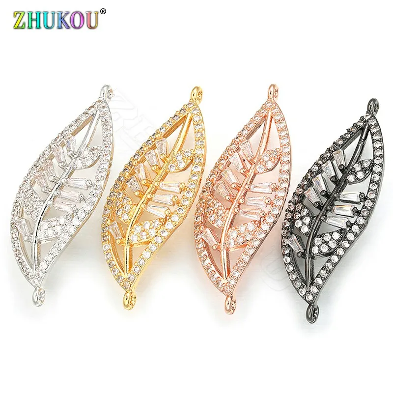 ZHUKOU 12x33mm Autumn leaf Connector for women's bracelet jewelry Making Accessories model:VS326