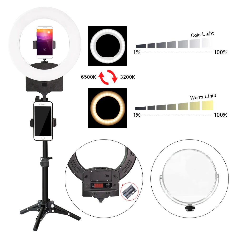 

8INCH 5500K Dimmable Ring Light Photography Live Video For LED Selfie Makeup Photo Studio Lighting With Light Stand