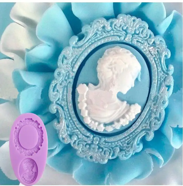 

The new badge retro queen Frame Collection fondant cake decorating silicone mold bakeware food grade liquid silicone mold green