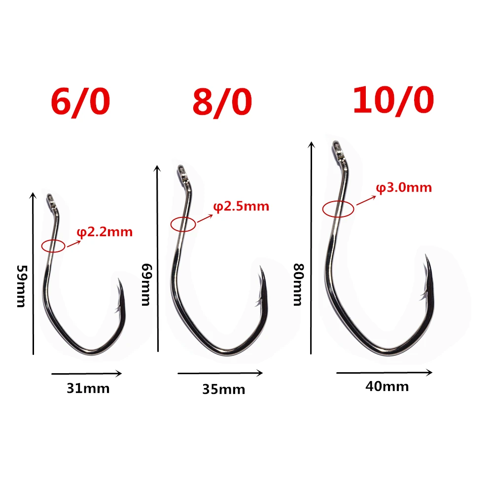 50/25PCS Fishing Hooks Saltwater River Bait Catfish Hooks High Carbon Steel Fishing Tackle Circle Offset Barbed Big Fishhooks