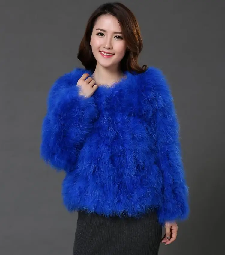 sexy Ostrich wool turkey real fur women black coat genuine feather short plus size 5XL,7XL winter festival long sleeve jacket