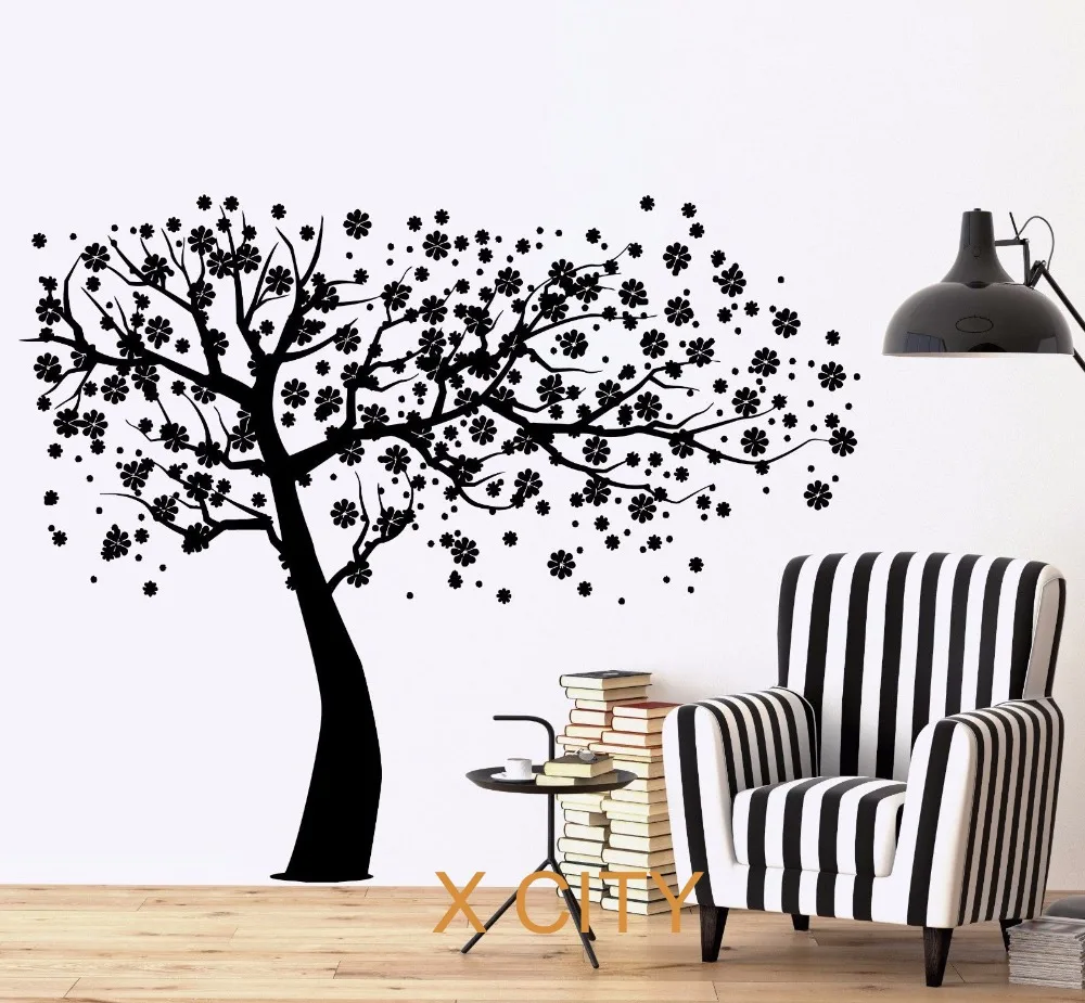 Cherry Tree Flower Wall Decal Sticker Removable Vinyl Transfer Stencil Mural Home Room Decor S M L