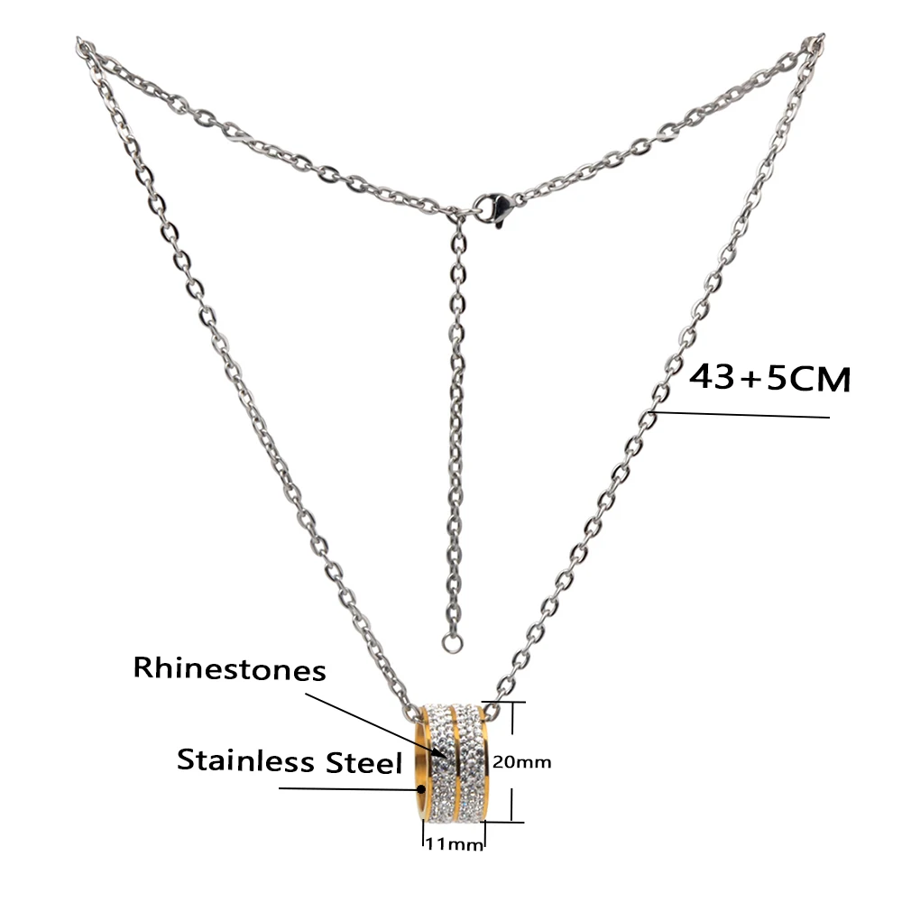 Chanfar Fashion Colorful Crystal Stainless Steel Necklace Long Black Blue Red Statement Pendant Necklace Jewelry Women Men