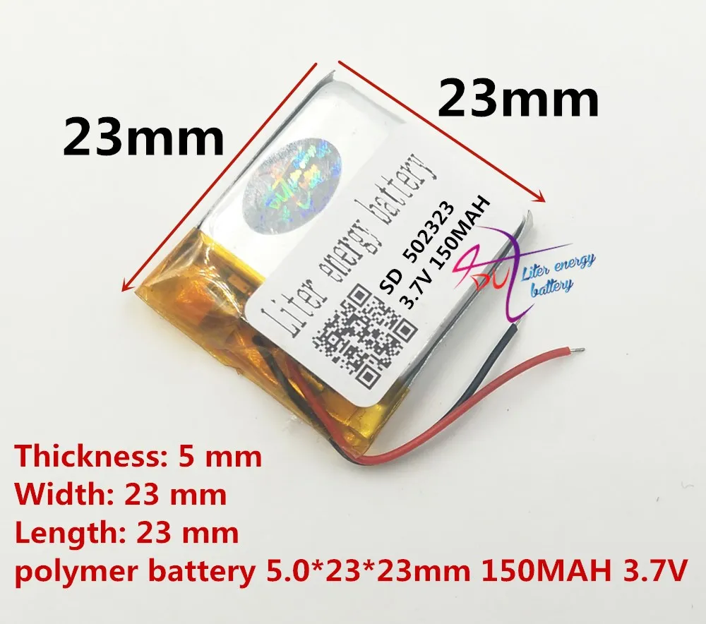 SD 502323 0.5mm Thickness Cheap Lipo Battery 502323 150mah  Rechargeable 3.7v Ultra Thin Lithium Polymer Battery