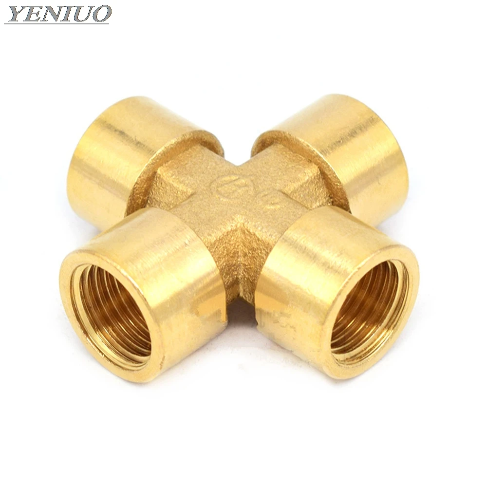 Brass Pipe Fitting 4 Way Connector Cross 1/4\